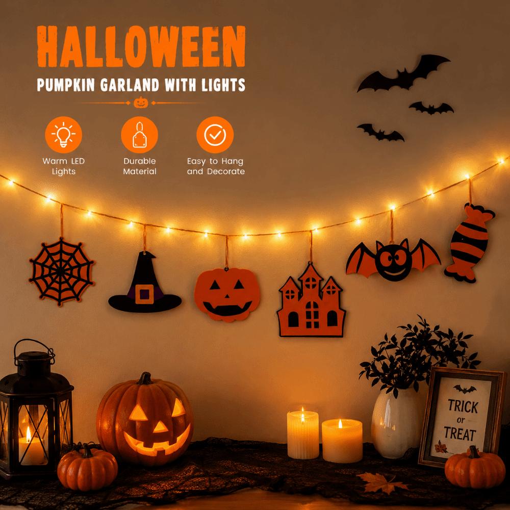 Halloween Flag Halloween Light-Up Banner Creative Party Banner String Light Haunted House Decor