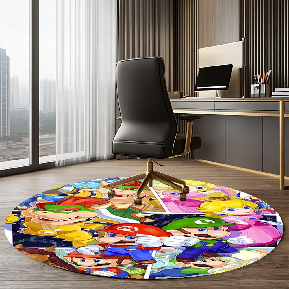 Mario Printed Round Rug Carpet Chair Rug Area Rug Entryway Doormats,for Office Chair Living Room Bedroom Kitchen Room.