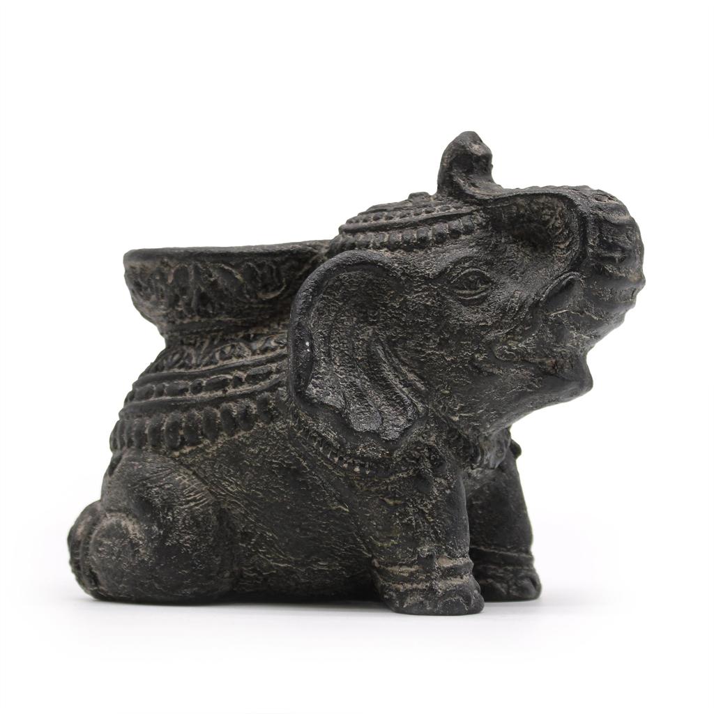 Incense and Candle Holder Elephant Black Antique
