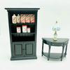 Miniature Dollhouse Four-Drawer Cabinet with Clay Food Accessories