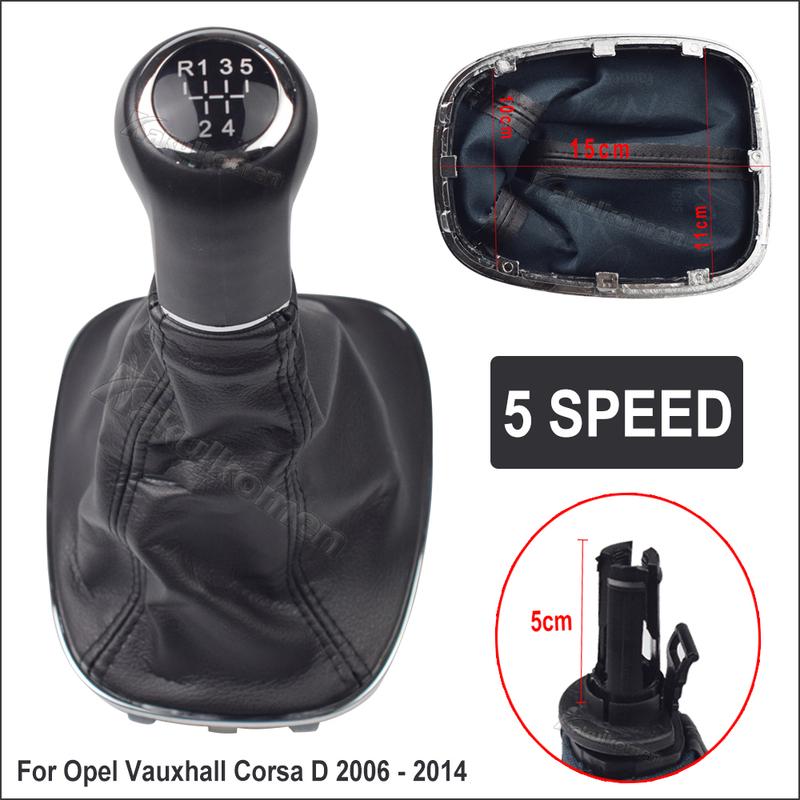 5/6 Speed Gear Shift Knob Handle with Gaitor Boot Cover Manual Fit For Opel Vauxhall Corsa D 2006 2007 2008 2009 2010 2011-2014
