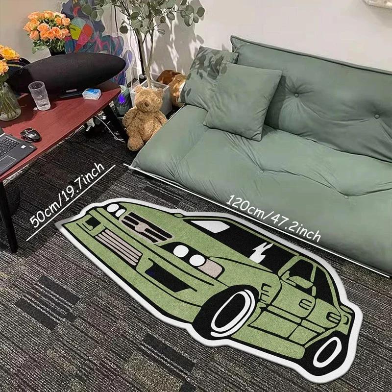 Boys' Room Car Shape Rug - Soft Fur Non-Slip Floor Cushion, Headboard Pad & Car Enthusiast Home Decor