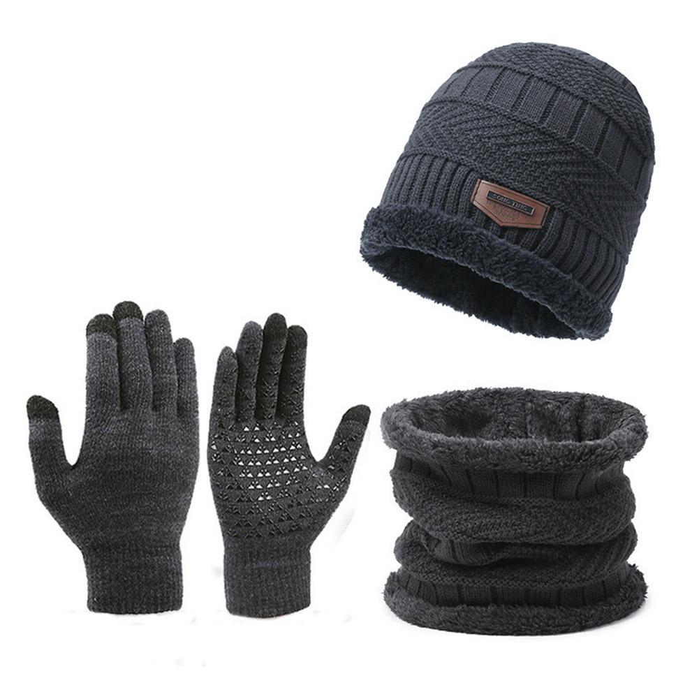 Зимняя вязаная шапка-бини, утеплитель для шеи, шарф, сенсорный экран, коралловый и шарф, перчатки, бархатный флис, внешний H6G0