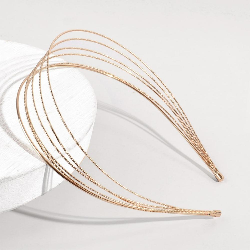 New Thin Gold Color Headbands Women Multilayer Alloy Hair Hoop Double Root Metal Hair Bands Hair Accessories Smooth Head Hoop