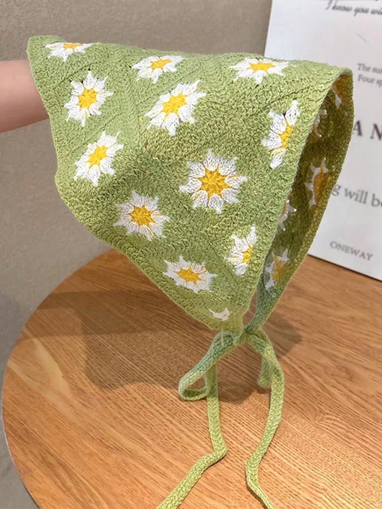 1 шт. французский цветочный деревенский треугольный вязаный крючком ободок, женский платок на голову вязаный цветочный аксессуары для волос для укладки волос декор