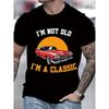 Classic Car And Letter Graphic Print Men's Retro Casual Short Sleeve Crew Neck T-shirt, Summer Outdoor