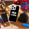 Крутой автомобиль L-la-Da модный дизайн логотипа Чехол для телефона для iPhone 16 15 14 13 12 11 Pro Max Овечья кожа Серебристый край Защитный чехол