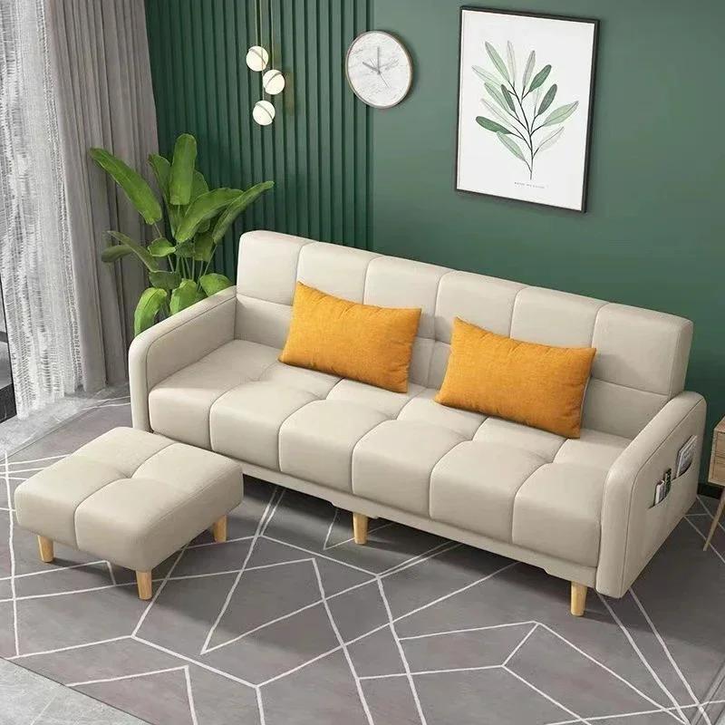 Sofa Living Room Small Apartment Rental Room Folding Sofa Bed Single Double Bedroom Simple Modern Apartment Fabric Sofa
