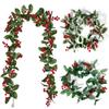2M Artificial Holly Leaves Red Berries Vine Christmas Rattan DIY Garland Xmas Tree Hanging Ornaments Home Decoration Wreath YSL