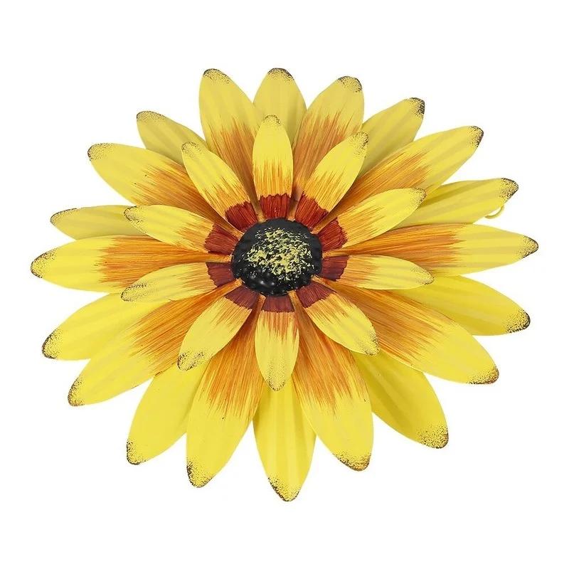 New 3D One Flower Wall Hanging Metal Daisy Wall Decoration Art Courtyard Gate Iron Gate Pendant Fence Decoration Garden Flowers