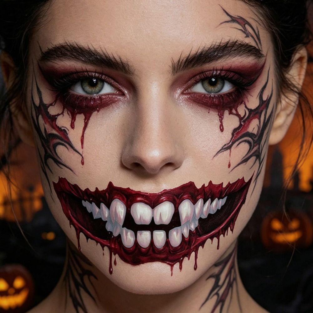Fake Halloween Tattoo Sticker Scary Bloodiness Temporary Scar Stickers Haunted House