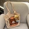 Новая Милая Мультяшная Сумка-Тоут Rilakkuma Большая Вместительная Сумка Через Плечо для Женщин Студентов Текстурированный Повседневный и Простой Дизайн Фирменная Сумка