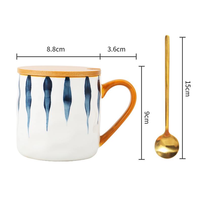 Творческий дом Керамические кружки для молока, кофе, с крышкой, ложкой, фарфоровая посуда, многоразовые дорожные чашки для чая, воды, бокалы для вина, посуда для напитков