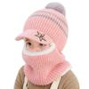 Children's Velvet All-In-One Winter Hat: Warm Wool Duckbill Cap with Face Protection and Scarf