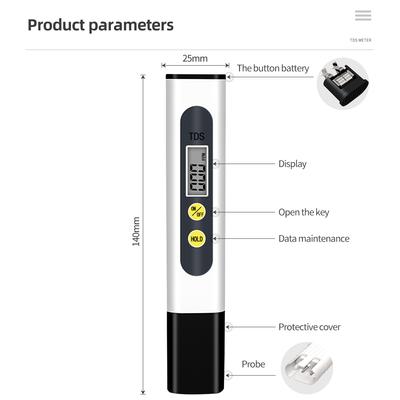 Измеритель TDS 0-9990ppm Цифровой PH-метр 0,01 PH Высокоточный тестер воды TDS&PH-метр 0-14 PH LCD PPM-тестер для аквариумного фильтра