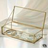 Rectangular Glass Box Jewelry Display Case Vintage Golden Edge Glass Box With Lid