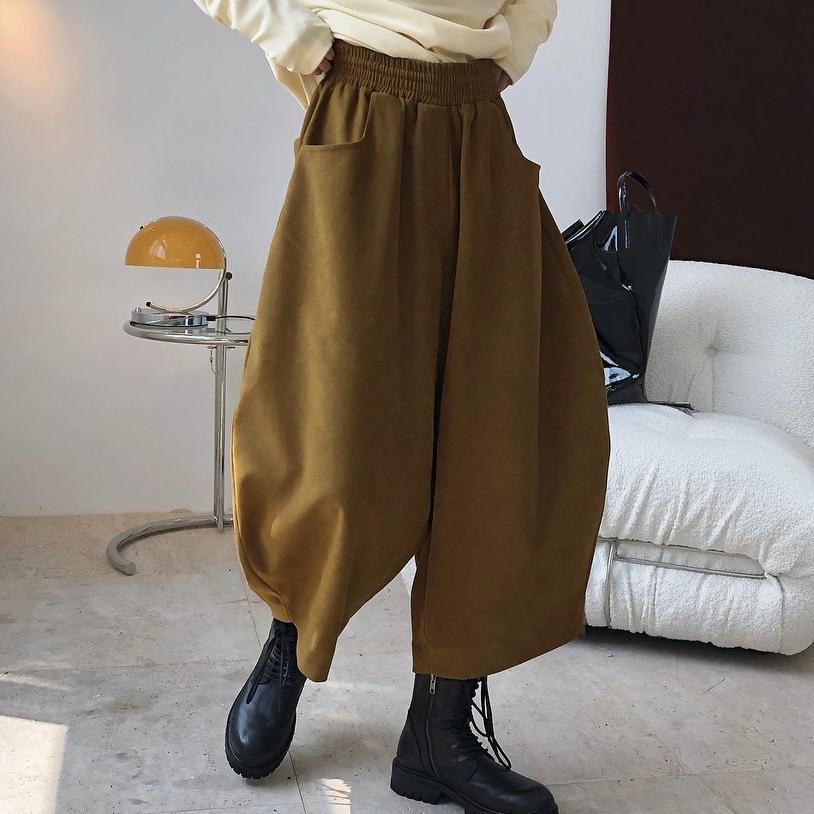 Широкие брюки-шаровары, женские винтажные свободные универсальные повседневные брюки