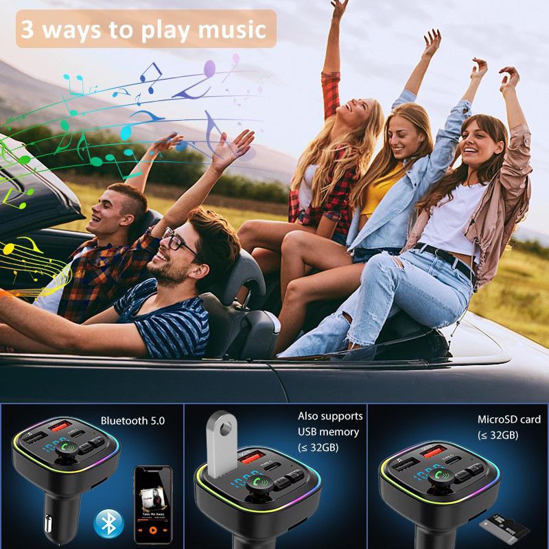 Bluetooth Автомобильный FM-трансмиттер с MP3-плеером P4 и быстрой зарядкой QC3.0
