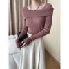 Stylish Irregular One Shoulder Wrap Shoulder Slimming Knit Sweater Designs
