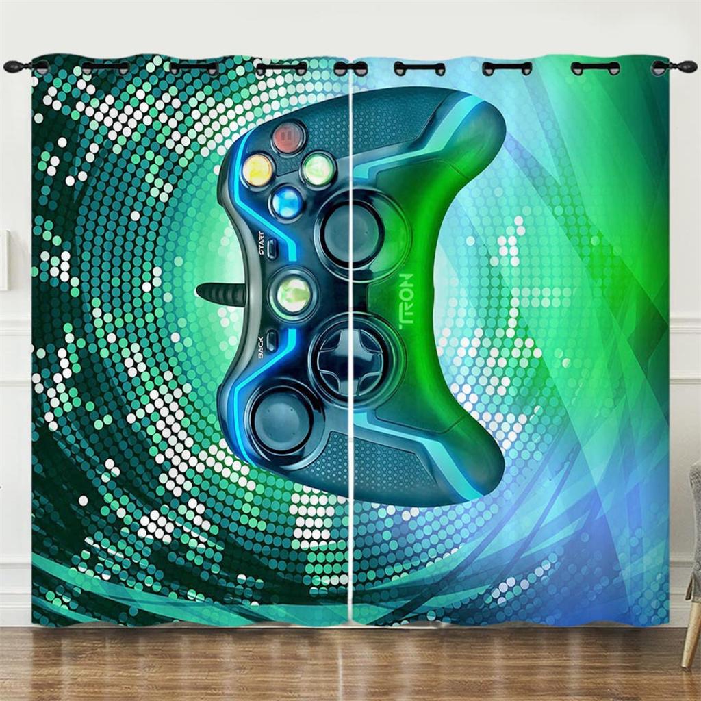 3D Gamer Boys Window Curtains Teens Kids Gaming Curtains for Living Room Bedroom Kitchen Blackout Curtains Gamepad Cortinas