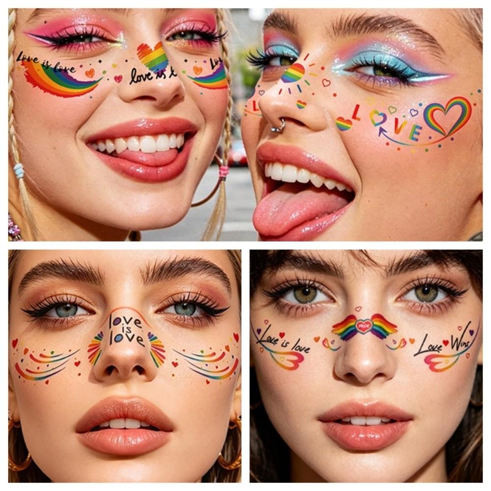 Waterproof Rainbow Freckles Face Tattoo Facial Art Makeup Stickers Pride Month