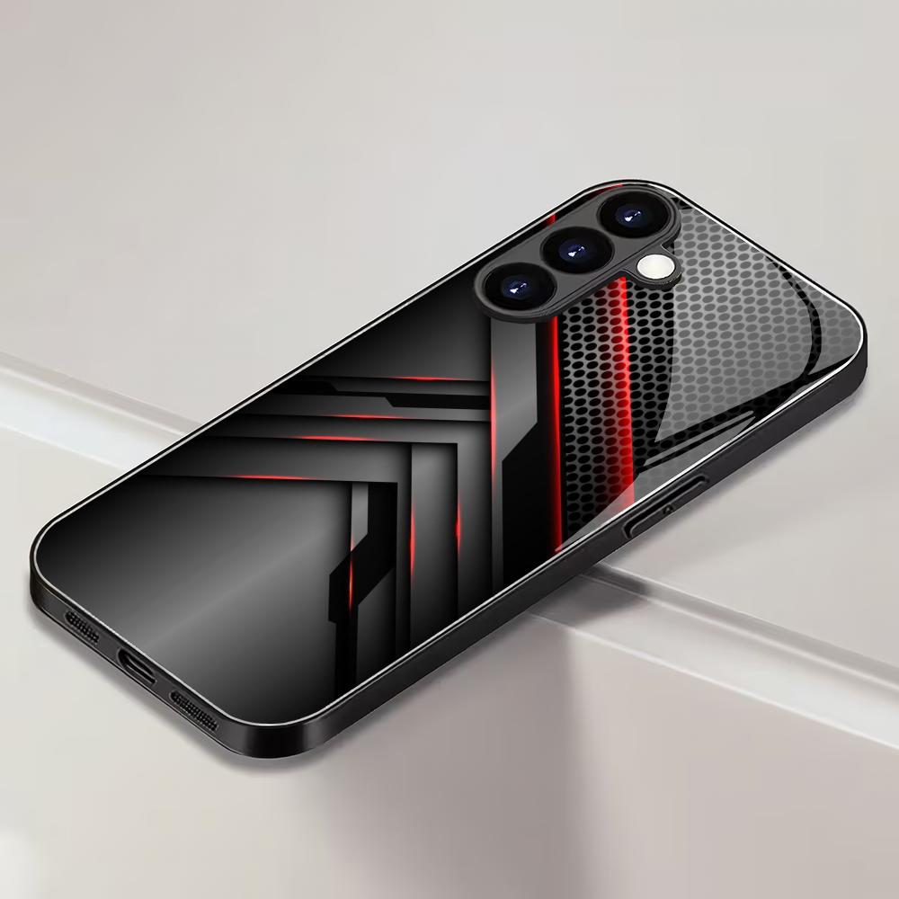 Fashionable business style glass phone case suitable for Samsung Galaxy S26 S25 S24 S23 S22 S21 S20 FE Ultra Plus 5G anti drop