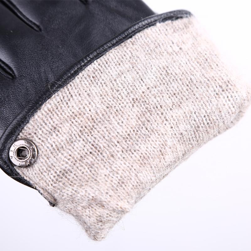 Простые аксессуары, зимние мужские перчатки из овчины, флисовая подкладка, черные кожаные перчатки из натуральной кожи для вождения