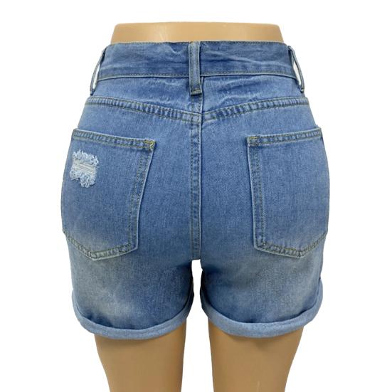Джинсовые шорты для женщин с высокой талией, рваные, потертые джинсовые шорты, летние эластичные повседневные шорты с карманами