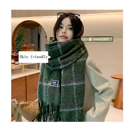 Scarf Winter New Collection Autumn/Winter Atmosphere Plaid Fringe For Couples, Warm And Student High-End Style Scarf