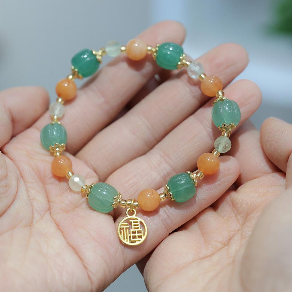 Браслет из чистого натурального нефрита, браслет в парном стиле, бусины в этническом стиле, бамбуковые шарниры, висячие тыквы, браслет из желтого нефрита, ювелирное изделие, подарок