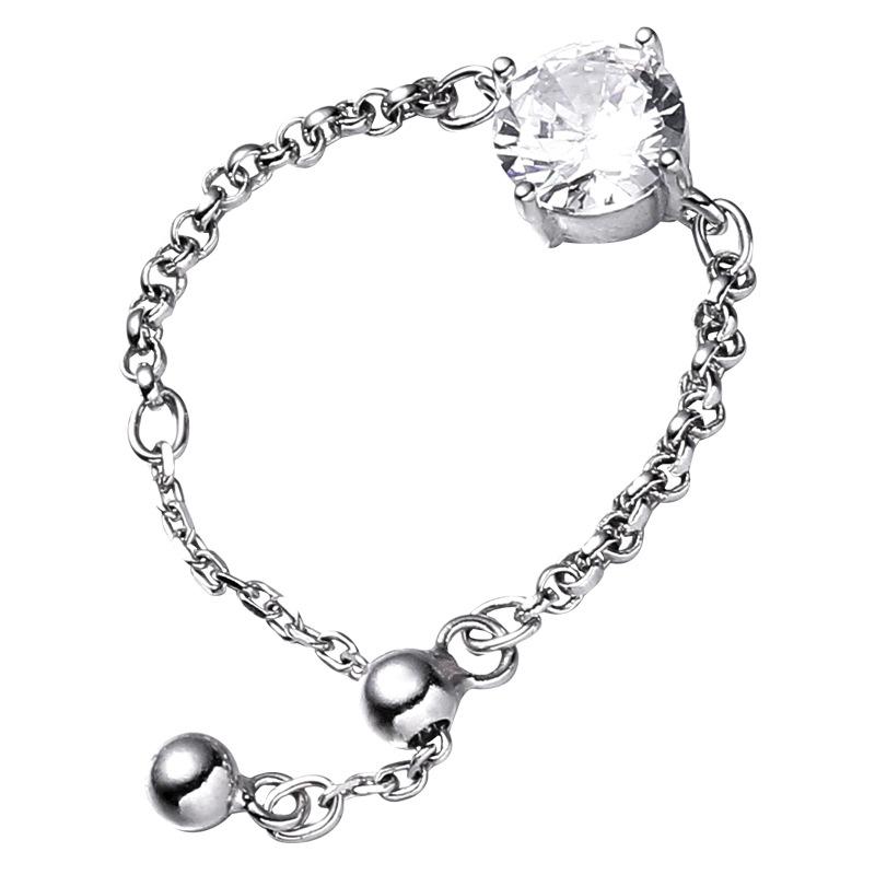 Раздвижное кольцо-цепочка из стерлингового серебра 925 пробы, изысканное и уникальное женское кольцо на указательный палец с цирконием высокого класса, универсальное новое кольцо.