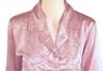 Silk Floral Long Open Top and Bottom Natural Pink 100% Women's Pajamas, Nightwear, Loungewear, Embroidered, Sleeves, Front, Set, Materials, (L)