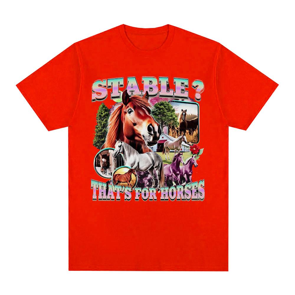 2026 New Funny horses Meme 100cotton Unisexs shirt Vintage ONeck Short Sleeve Harajuku Womens summer fashion oversized Tshirt
