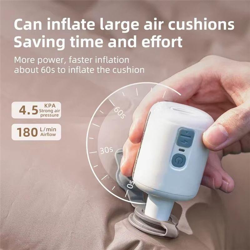 Electric Air Pump For Inflatable Gas Extraction Multifunctional Use Camping Bed Ring Lighting White-A52R