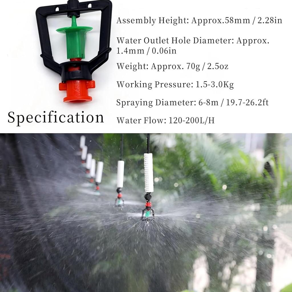 Drip Irrigation Emitters, 10pcs Adjustable 360 Degree Sprinklers with Single Barb Micro Plant Misting Nozzles Sprayer for Greenhouse Garden Patio
