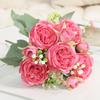 Сделай сам Имитация Пиона Цветок 5 Голов Реалистичный Цветочный Букет Свадебное Украшение