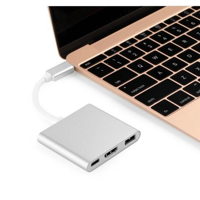 3-в-1 4K Конвертер Type-C в HDMI Алюминиевый корпус 3.0 PD Адаптер зарядки Док-станция HD USB