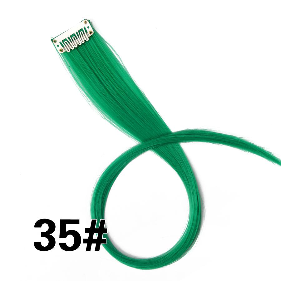 Clip In One Pieces Hair Extensions Straight Ombre Purple Blue Pink Extension Hair Women Synthetic False Fake Hair