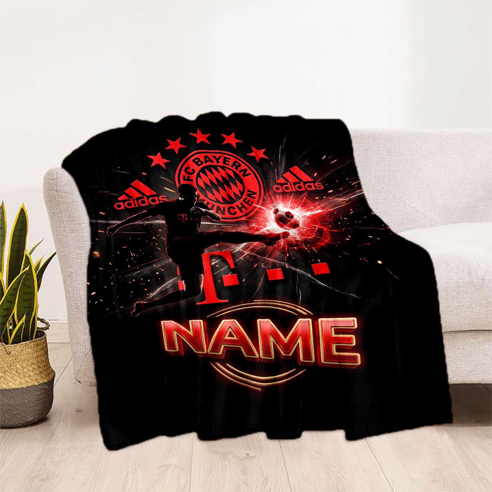 Bayern Munich Print Customize Text Blanket Cozy Personalized Blanket Comfortable Perfect for Couch Picnics Home Decor Living Room All-Season Use