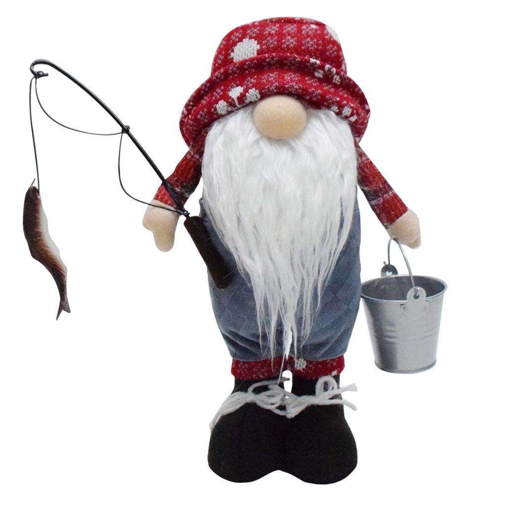 Fishing Husband Faceless Doll Rudolf Ornament Collection Decoration Dwarf Doll Standing Position With Bucket Fish Hook Fisherman