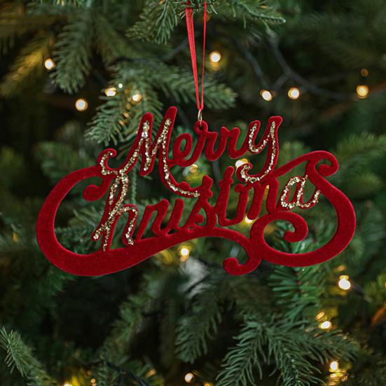 Рождественские украшения Красный Флокированный Конфетный тростник Олень Бант Снежинка Подвесное украшение для дома на елке