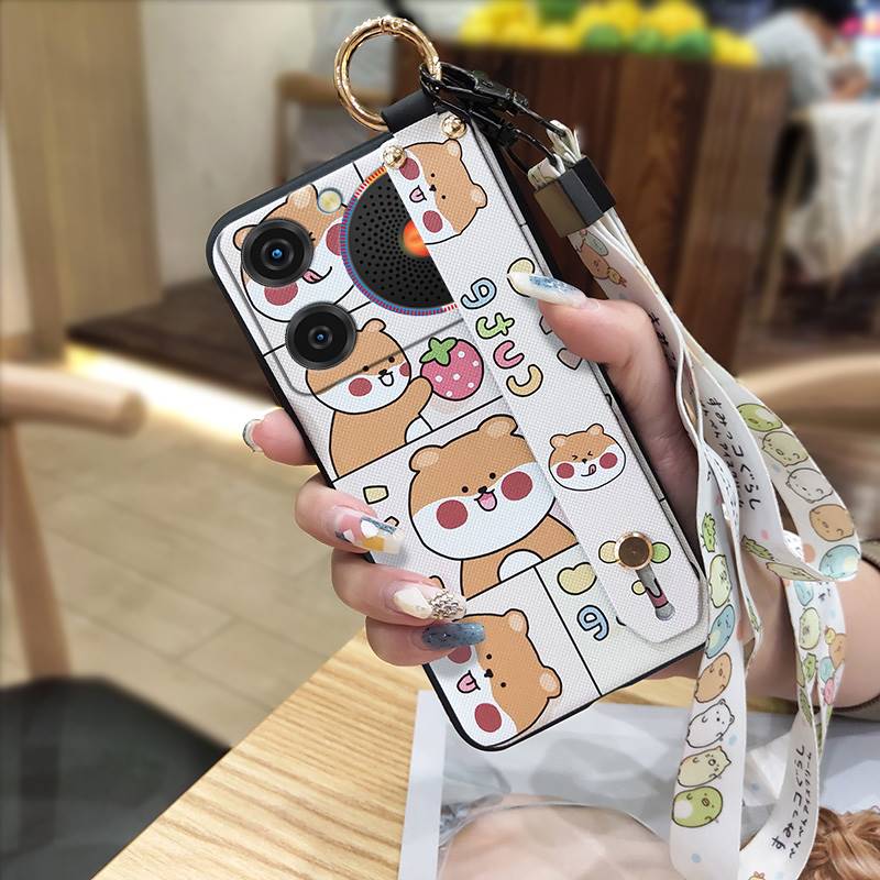 Phone Holder Anti-knock Phone Case For ZTE Nubia Music Lanyard Ring Waterproof Shockproof Kickstand Wrist Strap Cartoon