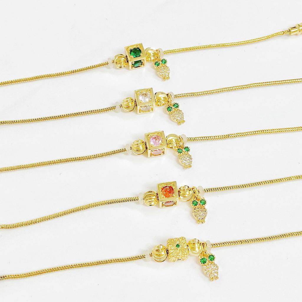 Luxury Snake Chain Zircon Pumpkin Bead Bracelet Lucky for Women Girls Party Wedding Adjustable Jewelry for Daily Wear