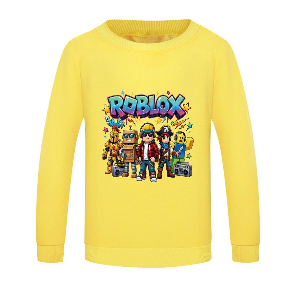 5574 Детская толстовка для мальчиков и девочек с принтом Roblox, круглым вырезом и длинными рукавами