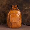 Johnature Retro Men Mini Backpack Genuine Leather Multifunctional Bag First Layer Cowhide Handmade Male Chest Bags