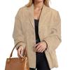 Brown Suede Blazer with Notched Lapel for Women