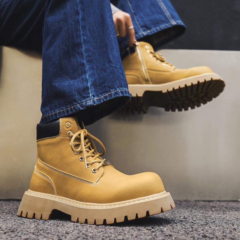 Новые ботинки для альпинизма на открытом воздухе из ревеня, усиленные ботинки Martin с толстой подошвой, универсальные модные ботинки для инструментов 66621-K