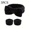 3pcs Adorable Bow Hair Band and Wristband Set, Soft Spa Headband for Washing Face, Makeup, Skincare, and Hair Styling