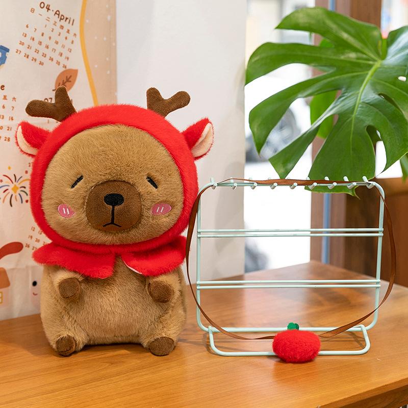Elk kapibara plush toy christmas hat capybara doll throw pillow doll machine exchange