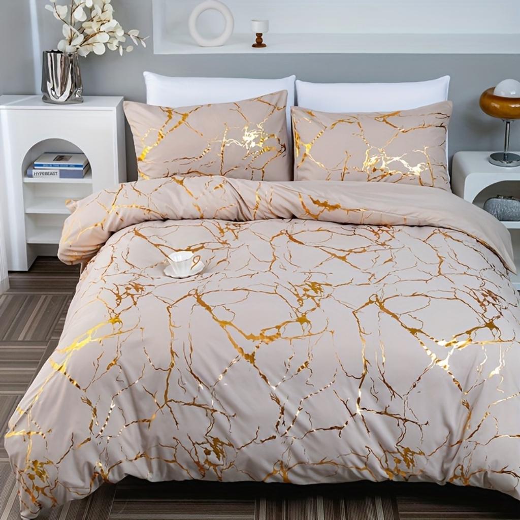 Clasic Hot Stamping Texture 3D Print Beding Set Soft Duvet Cover King Quen Twin Single Sized Dimensions Bithday Gift Bedrom Decoration